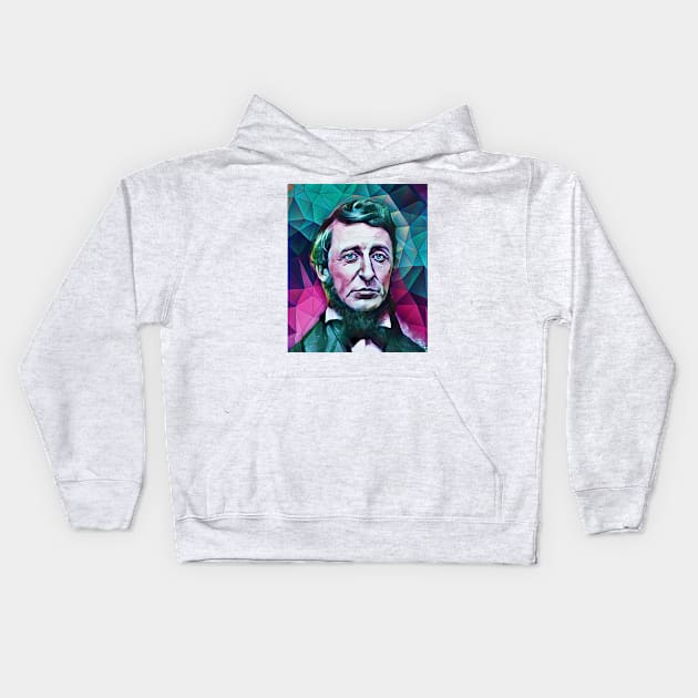 Henry David Thoreau Snow Portrait | Henry David Thoreau Artwork 8 Kids Hoodie by JustLit